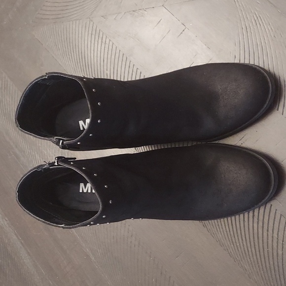 MIA Black Studded Textile Upper Sz 8.5 Ankle Boots Stacked Heel - Picture 2 of 11